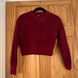 Oliviaceous Cropped Fuzzy Sweater